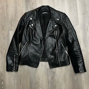 M Express Leather Jacket with Quilted accent